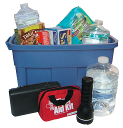 Picture of storage bin with emergency supplies