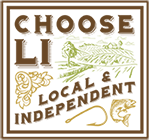 logo for Choose LI initiative, words with local and independent with a fish, and some vegetables