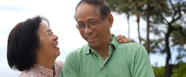 Graphic a mature man and woman laughing