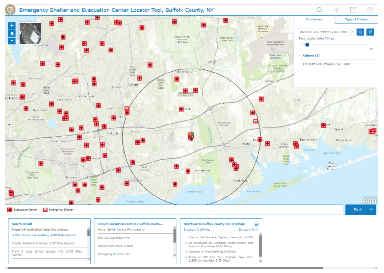 Image map of Emergency Shelters and Evacuation Centers