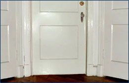 Graphic showing a closed door
