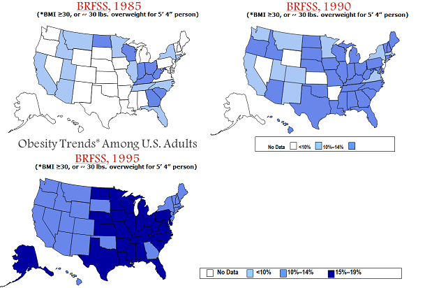 Obesity Trends Among US Adults 1985 - 1995