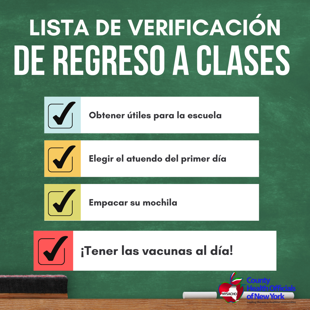 Back to school checklist in Spanish